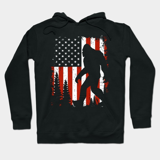 American Flag Bigfoot Hoodie by JameMalbie